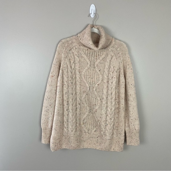 HATCH The Brigitte chunky cable knit Sweater in ivory confetti Size 2 wool blend - Picture 2 of 11